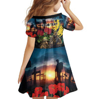 Kangaroo-Kiwi Soldier ANZAC Personalised Family Matching Long Sleeve Bodycon Dress and Hawaiian Shirt Golden Wattle and Pohutukawa Flowers