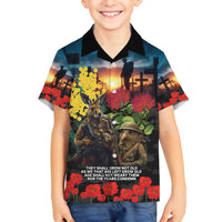 Kangaroo-Kiwi Soldier ANZAC Personalised Family Matching Long Sleeve Bodycon Dress and Hawaiian Shirt Golden Wattle and Pohutukawa Flowers