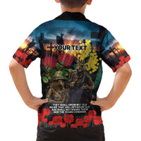 Kangaroo-Kiwi Soldier ANZAC Personalised Family Matching Puletasi and Hawaiian Shirt Golden Wattle and Pohutukawa Flowers