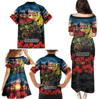 Kangaroo-Kiwi Soldier ANZAC Personalised Family Matching Puletasi and Hawaiian Shirt Golden Wattle and Pohutukawa Flowers