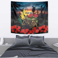 Kangaroo-Kiwi Soldier ANZAC Personalised Tapestry Golden Wattle and Pohutukawa Flowers