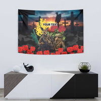 Kangaroo-Kiwi Soldier ANZAC Personalised Tapestry Golden Wattle and Pohutukawa Flowers