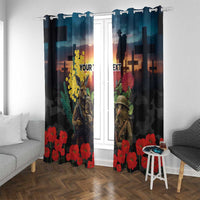 Kangaroo-Kiwi Soldier ANZAC Personalised Window Curtain Golden Wattle and Pohutukawa Flowers