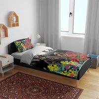 Kangaroo-Kiwi Soldier ANZAC Personalised Bedding Set Golden Wattle Poppy Flowers