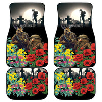 Kangaroo-Kiwi Soldier ANZAC Personalised Car Mats Golden Wattle Poppy Flowers