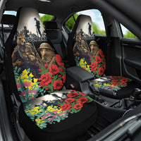 Kangaroo-Kiwi Soldier ANZAC Personalised Car Seat Cover Golden Wattle Poppy Flowers