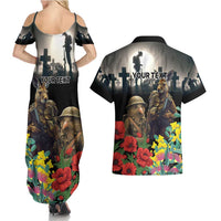 Kangaroo-Kiwi Soldier ANZAC Personalised Couples Matching Summer Maxi Dress and Hawaiian Shirt Golden Wattle Poppy Flowers