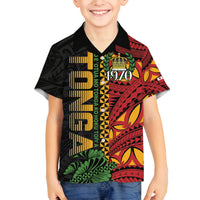 Personalised Tonga Emancipation Day Family Matching Off Shoulder Maxi Dress and Hawaiian Shirt Puleanga Fakatui O Since 1970 LT9 Son's Shirt Red - Polynesian Pride