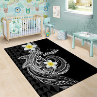 Aloha Hammerhead Shark Area Rug Black Hawaiian Kakau Tribal Tattoo