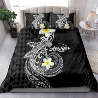 Aloha Hammerhead Shark Bedding Set Black Hawaiian Kakau Tribal Tattoo