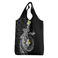 Aloha Hammerhead Shark Grocery Bag Black Hawaiian Kakau Tribal Tattoo