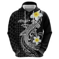 Aloha Hammerhead Shark Hoodie Black Hawaiian Kakau Tribal Tattoo