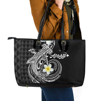 Aloha Hammerhead Shark Leather Tote Bag Black Hawaiian Kakau Tribal Tattoo LT9 - Polynesian Pride