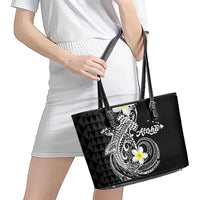 Aloha Hammerhead Shark Leather Tote Bag Black Hawaiian Kakau Tribal Tattoo LT9 - Polynesian Pride