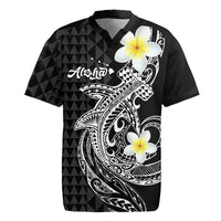Aloha Hammerhead Shark Rugby Jersey Black Hawaiian Kakau Tribal Tattoo
