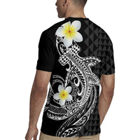Aloha Hammerhead Shark Rugby Jersey Black Hawaiian Kakau Tribal Tattoo