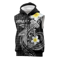 Aloha Hammerhead Shark Sleeveless Zip Hoodie Black Hawaiian Kakau Tribal Tattoo LT9