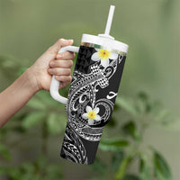 Aloha Hammerhead Shark Tumbler With Handle Black Hawaiian Kakau Tribal Tattoo