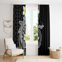 Aloha Hammerhead Shark Window Curtain Black Hawaiian Kakau Tribal Tattoo