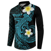 Aloha Hammerhead Shark Button Sweatshirt Calypso Hawaiian Kakau Tribal Tattoo