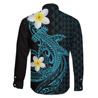 Aloha Hammerhead Shark Family Matching Off Shoulder Maxi Dress and Hawaiian Shirt Calypso Hawaiian Kakau Tribal Tattoo LT9 - Polynesian Pride
