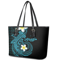 Aloha Hammerhead Shark Leather Tote Bag Calypso Hawaiian Kakau Tribal Tattoo