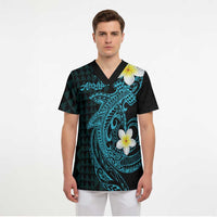 Aloha Hammerhead Shark Scrub Top Calypso Hawaiian Kakau Tribal Tattoo - Polynesian Pride
