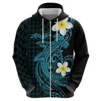 Aloha Hammerhead Shark Zip Hoodie Calypso Hawaiian Kakau Tribal Tattoo