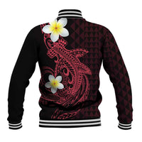 Aloha Hammerhead Shark Baseball Jacket Feverish Pink Hawaiian Kakau Tribal Tattoo