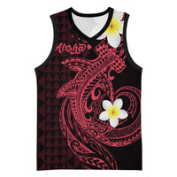 Aloha Hammerhead Shark Basketball Jersey Feverish Pink Hawaiian Kakau Tribal Tattoo - Polynesian Pride