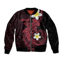 Aloha Hammerhead Shark Bomber Jacket Feverish Pink Hawaiian Kakau Tribal Tattoo