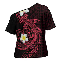 Aloha Hammerhead Shark Cross Shoulder Shirt Feverish Pink Hawaiian Kakau Tribal Tattoo - Polynesian Pride