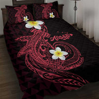 Aloha Hammerhead Shark Quilt Bed Set Feverish Pink Hawaiian Kakau Tribal Tattoo