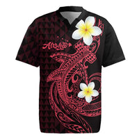 Aloha Hammerhead Shark Rugby Jersey Feverish Pink Hawaiian Kakau Tribal Tattoo