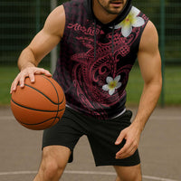 Aloha Hammerhead Shark Sleeveless Hoodie Feverish Pink Hawaiian Kakau Tribal Tattoo - Polynesian Pride