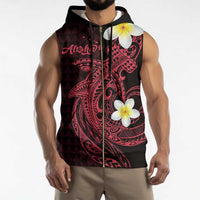 Aloha Hammerhead Shark Sleeveless Zip Hoodie Feverish Pink Hawaiian Kakau Tribal Tattoo LT9