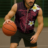 Aloha Hammerhead Shark Sleeveless Zip Hoodie Feverish Pink Hawaiian Kakau Tribal Tattoo LT9