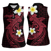 Aloha Hammerhead Shark Women Sleeveless Polo Shirt Feverish Pink Hawaiian Kakau Tribal Tattoo