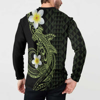 Aloha Hammerhead Shark Button Sweatshirt Lime Rickey Hawaiian Kakau Tribal Tattoo