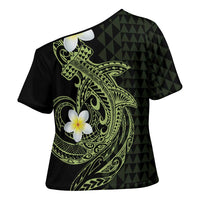 Aloha Hammerhead Shark Cross Shoulder Shirt Lime Rickey Hawaiian Kakau Tribal Tattoo - Polynesian Pride