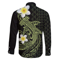 Aloha Hammerhead Shark Family Matching Off Shoulder Maxi Dress and Hawaiian Shirt Lime Rickey Hawaiian Kakau Tribal Tattoo LT9 - Polynesian Pride