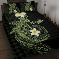 Aloha Hammerhead Shark Quilt Bed Set Lime Rickey Hawaiian Kakau Tribal Tattoo