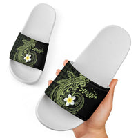 Aloha Hammerhead Shark Slide Sandals Lime Rickey Hawaiian Kakau Tribal Tattoo - Polynesian Pride