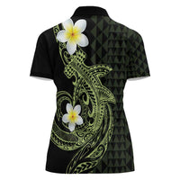 Aloha Hammerhead Shark Women Polo Shirt Lime Rickey Hawaiian Kakau Tribal Tattoo