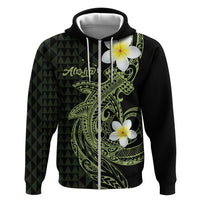 Aloha Hammerhead Shark Zip Hoodie Lime Rickey Hawaiian Kakau Tribal Tattoo