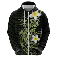 Aloha Hammerhead Shark Zip Hoodie Lime Rickey Hawaiian Kakau Tribal Tattoo
