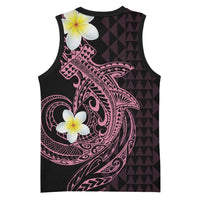 Aloha Hammerhead Shark Basketball Jersey Vivacious Pink Hawaiian Kakau Tribal Tattoo - Polynesian Pride