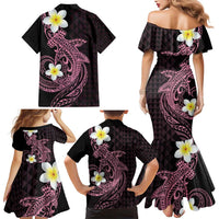 Aloha Hammerhead Shark Family Matching Mermaid Dress and Hawaiian Shirt Vivacious Pink Hawaiian Kakau Tribal Tattoo