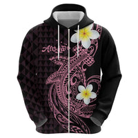 Aloha Hammerhead Shark Hoodie Vivacious Pink Hawaiian Kakau Tribal Tattoo