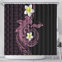 Aloha Hammerhead Shark Shower Curtain Vivacious Pink Hawaiian Kakau Tribal Tattoo